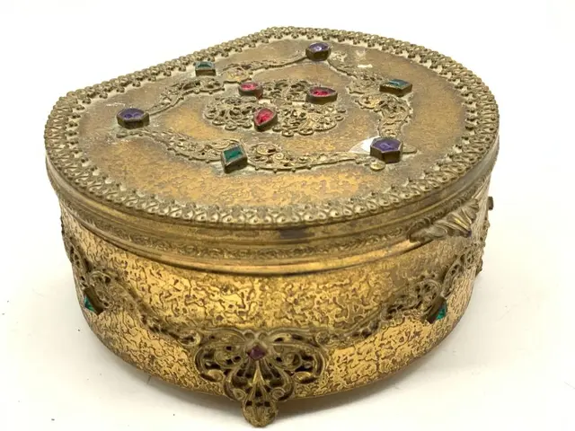 Silvercraft Brass Antq Jewelry/ Dresser Box, 1920s