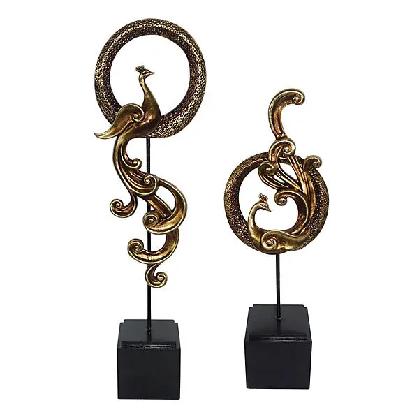 Peacock Sculpture - Set of 2