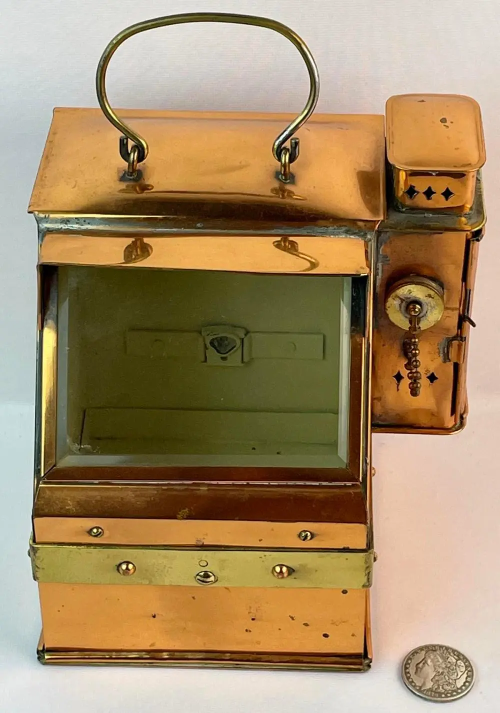 Antique c. 1919 WWI Lionel Corp, US Navy Ship Compass Copper and Brass Binnacle