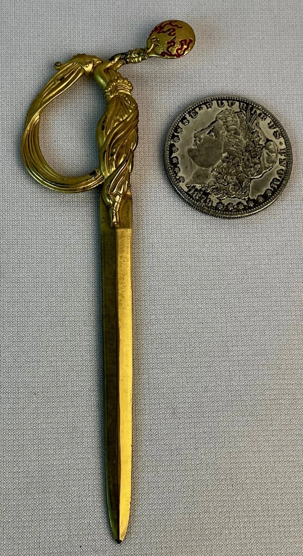 Antique Art Deco Signed Erté "Fireflies" Gold Pated Letter Opener