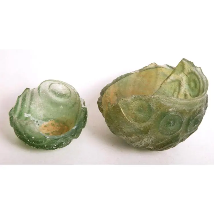 Lot of 2 Ancient Sasanian Cut Glass Bowls c.5th cent AD.