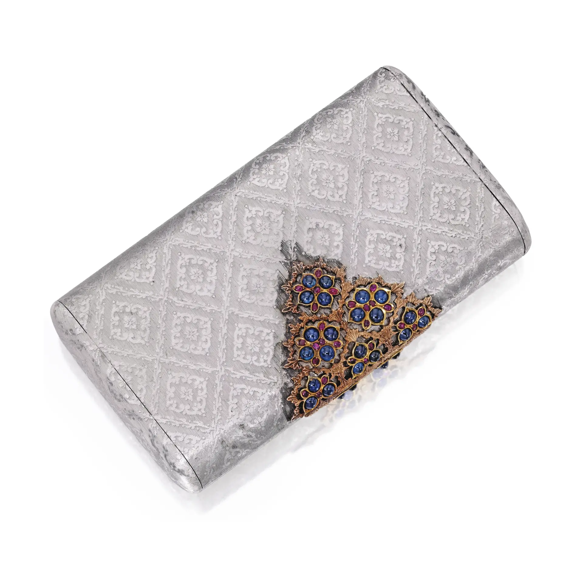 Silver, 18 karat gold, sapphire and ruby evening bag, gianmaria buccellati
