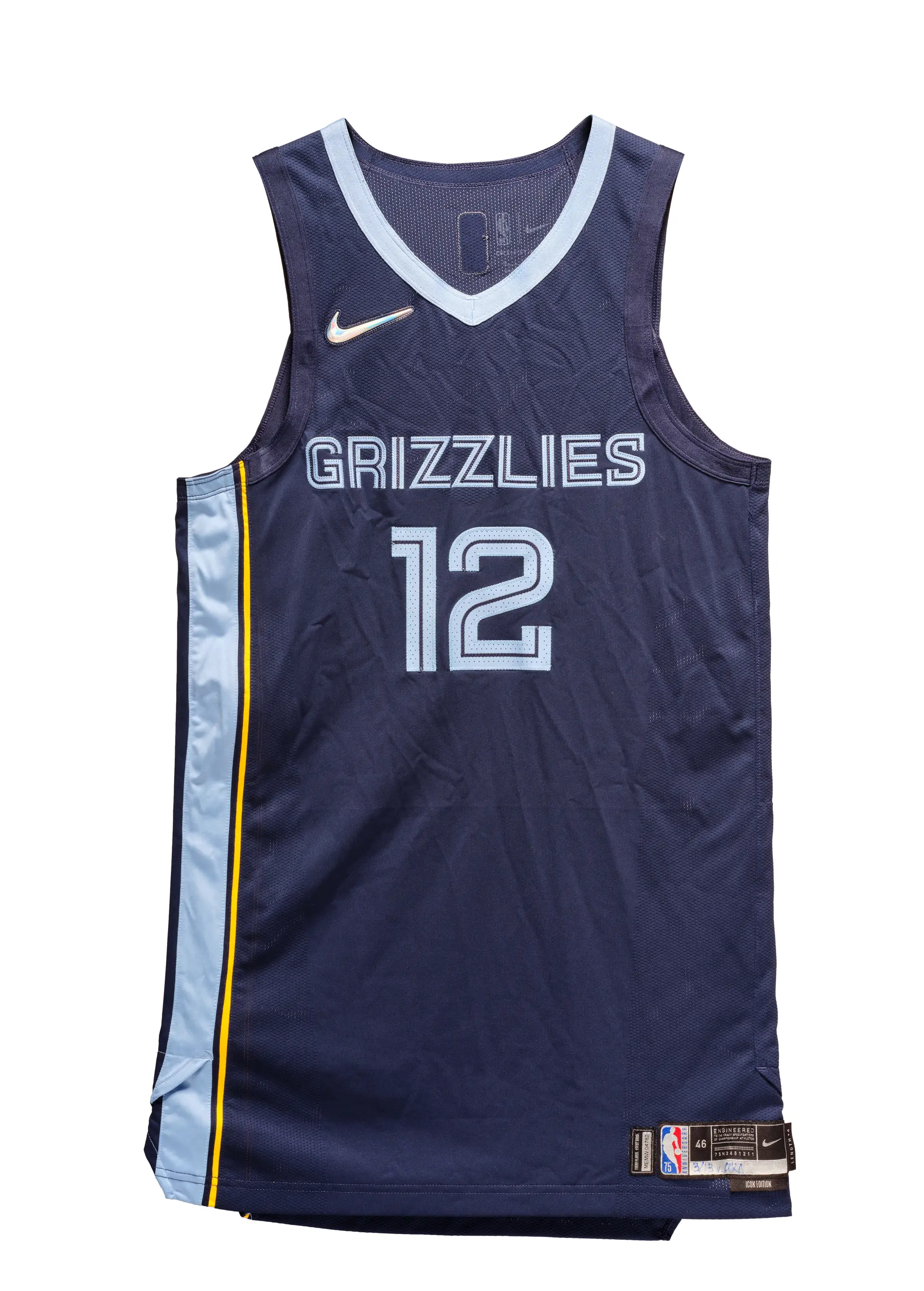 Ja Morant Game Worn Memphis Grizzlies 2021-2022 Season Jersey