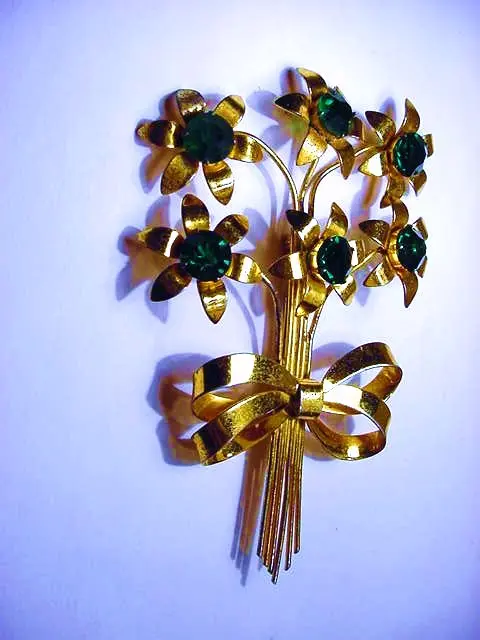 VINTAGE MODERNIST GOLD GILT STERLING FLORAL PIN