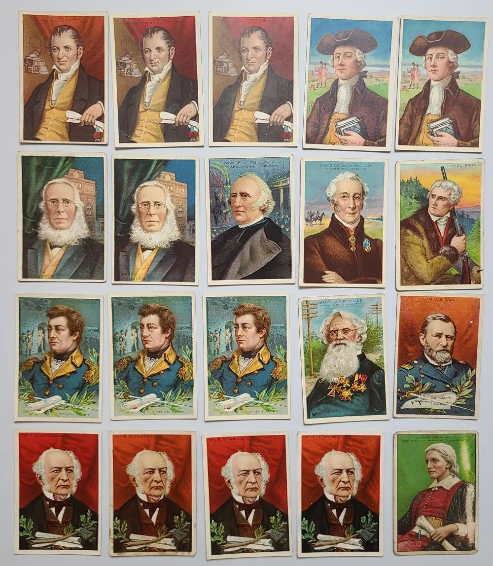 (20) 1911 T68 Pan Handle Scrap Heroes of History Series Cigarette Tobacco Cards