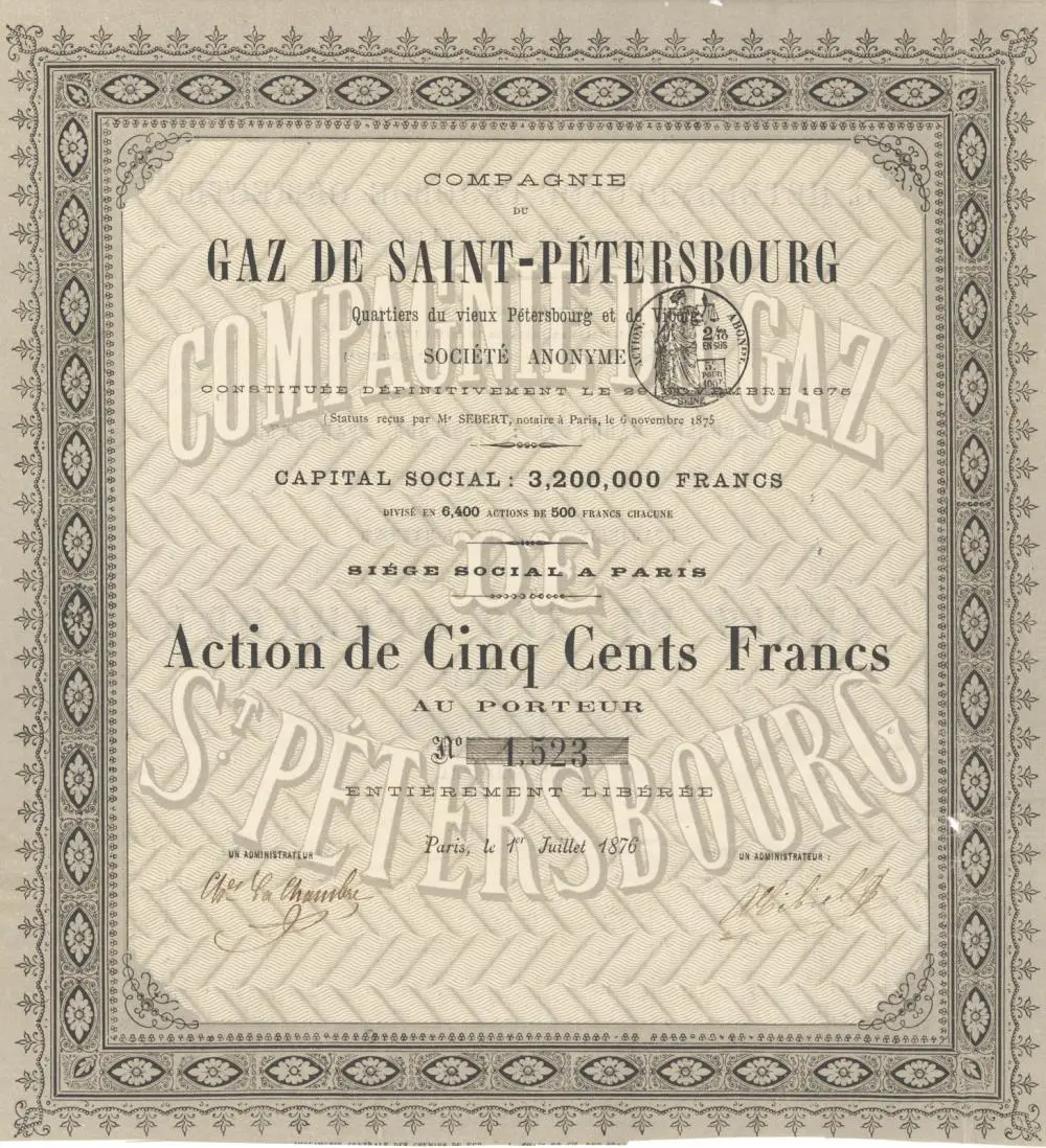 GAZ DE SAINT-PETERSBOURG, CIE. DU