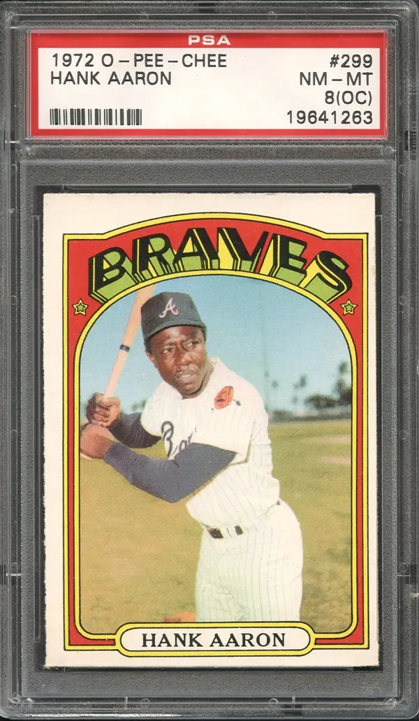 1972 O-Pee-Chee #299 Hank Aaron PSA 8 NM-MT (OC)