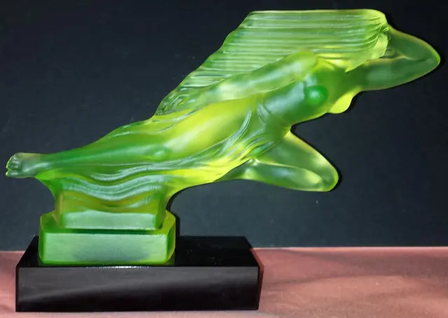 ART DECO (Bohemian) glass car mascot, Hood ornament - Designd by H. Hoffman