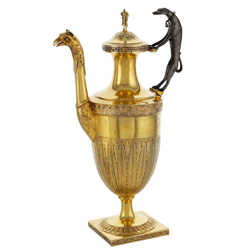 Vermeil silver coffee pot Rome, 1828-1859 weight 534 gr.
