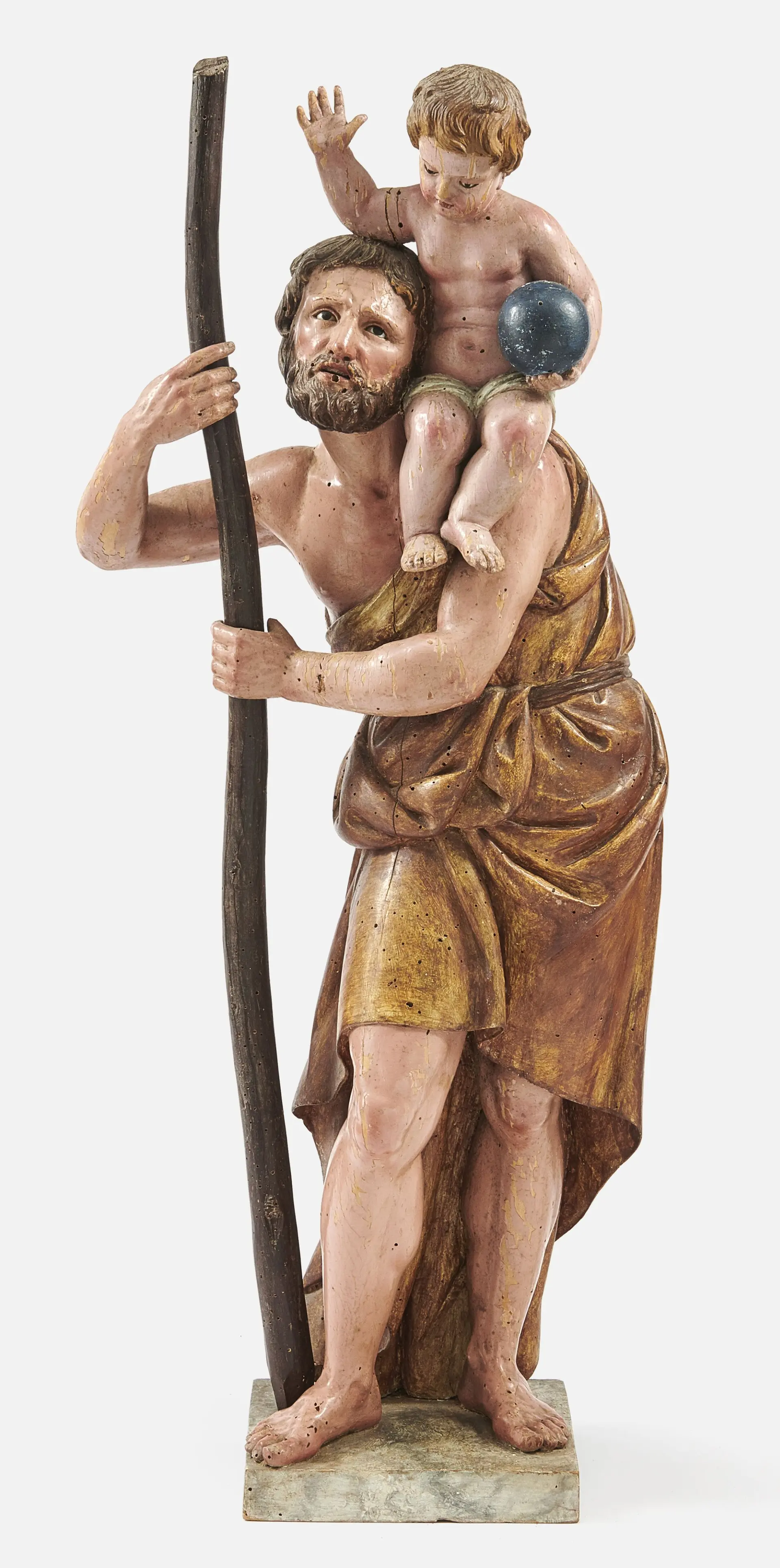 FIGURE EN BOIS PEINT POLYCHROME