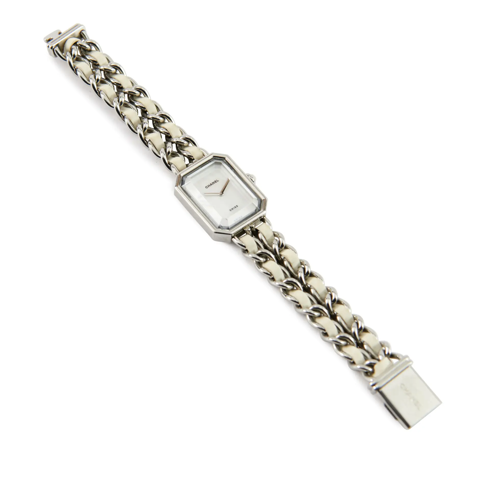 CHANEL (2010) MONTRE "Première" en acier et cuir crème