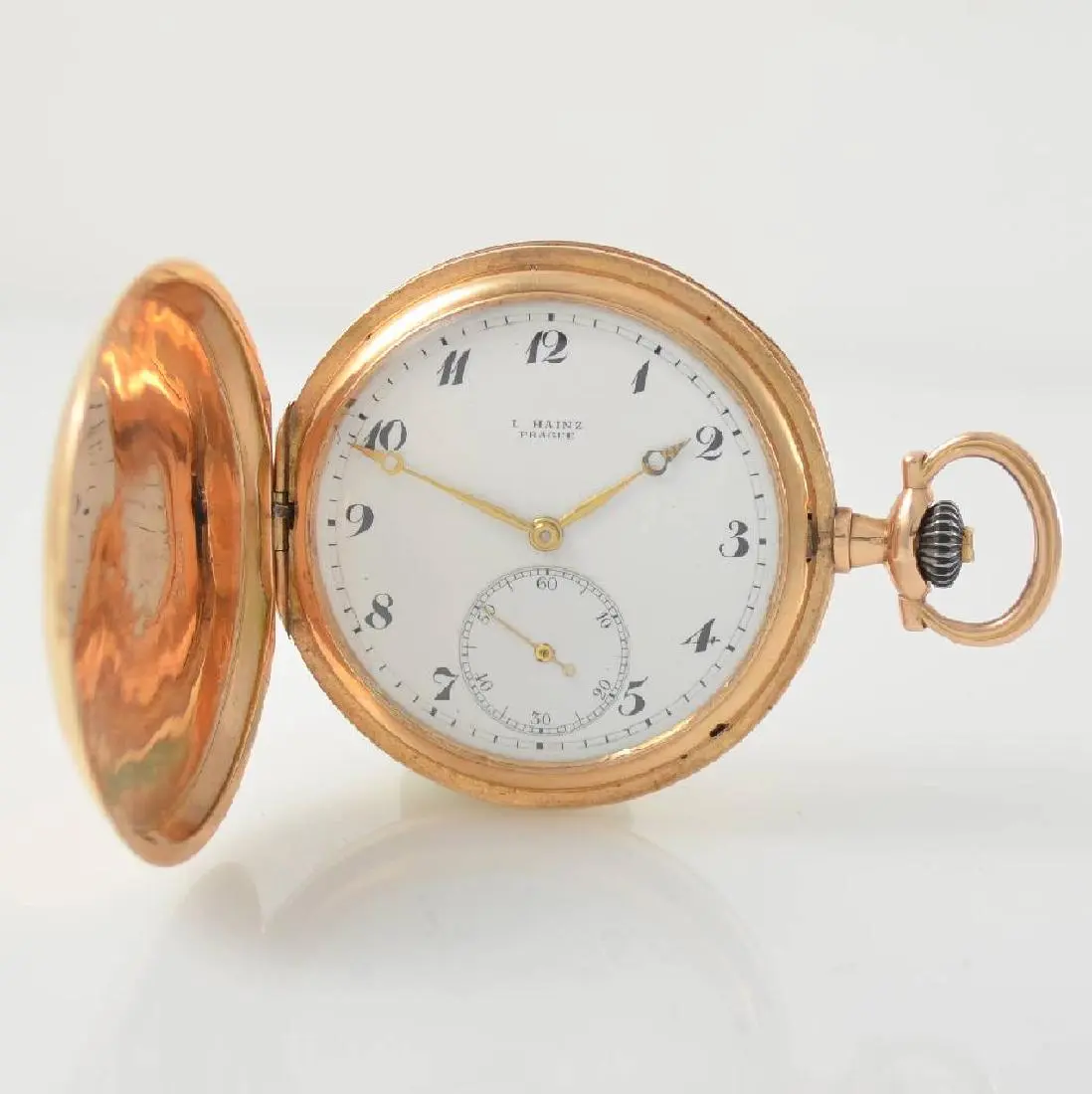 IWC/L. Hainz Prague 14k pink gold pocket watch