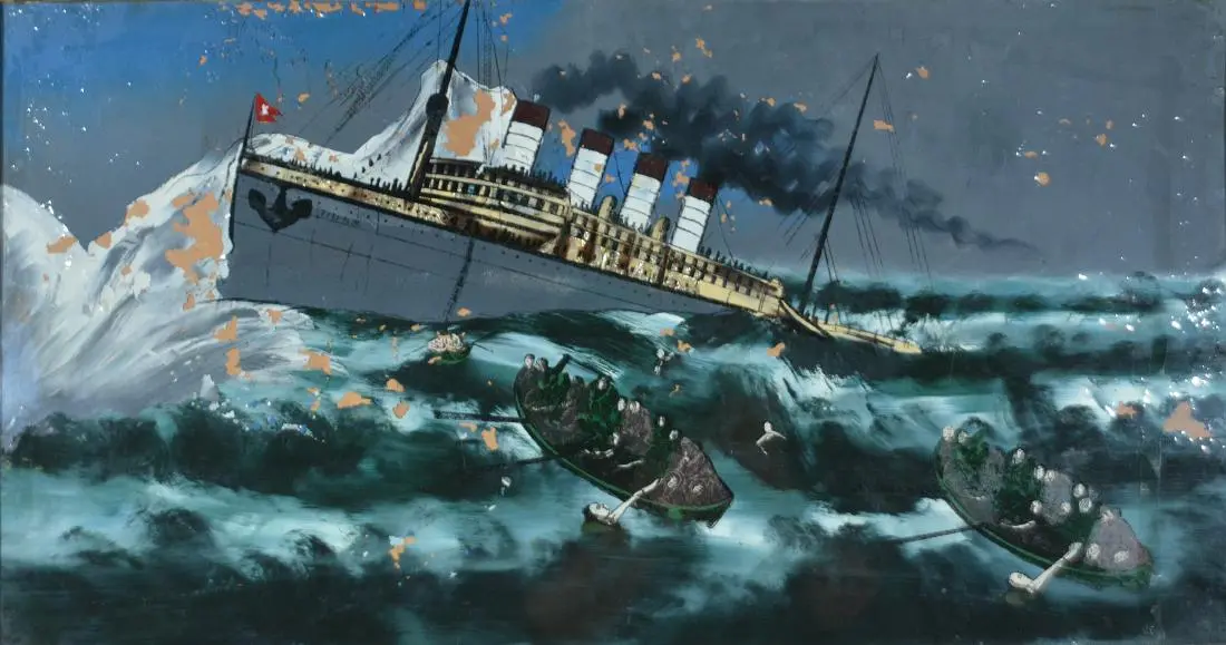 Titanic Sinking, Mixed Media Art