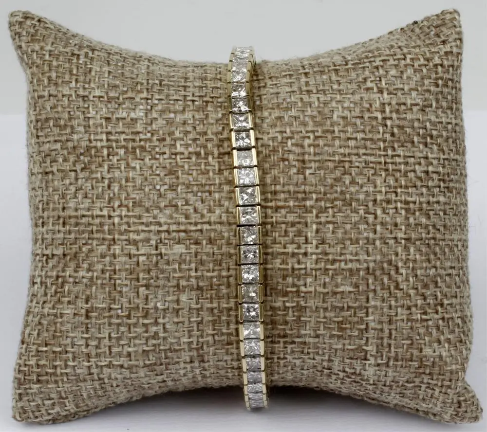 14K LADIES YELLOW GOLD DIAMOND TENNIS BRACELET 9CT