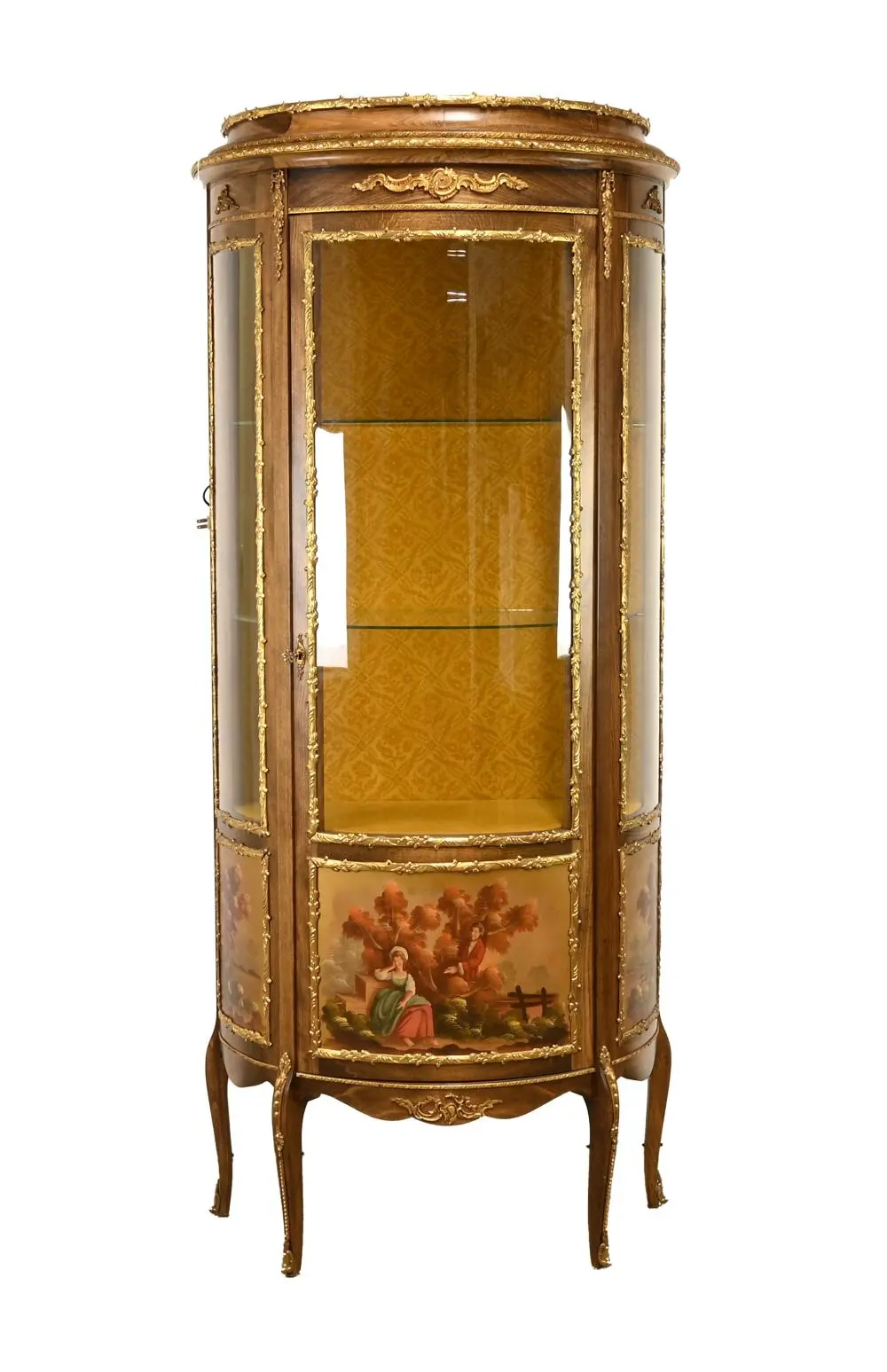 French Louis XV Style Painted Vitrine Display Cabinet