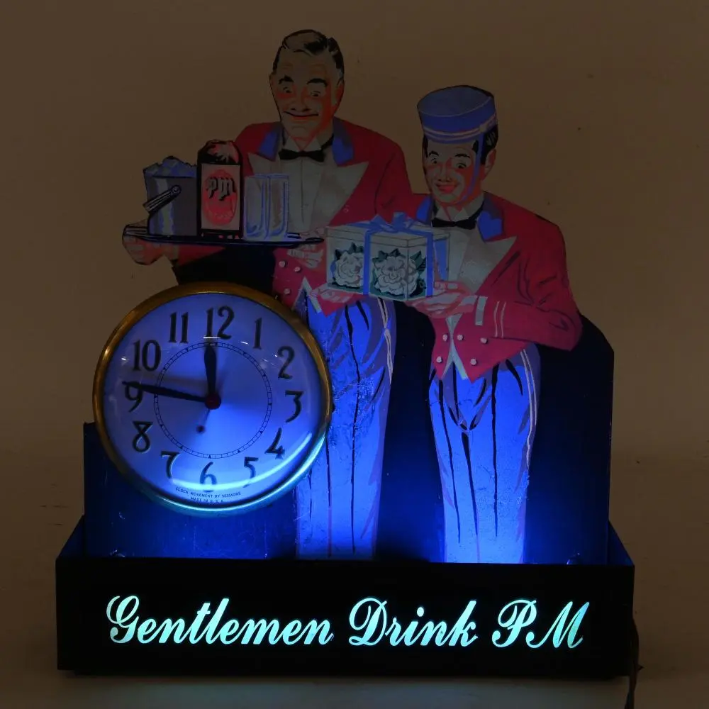 Gentlemen Drink PM VIO-Ray Black Light Lamps Clock
