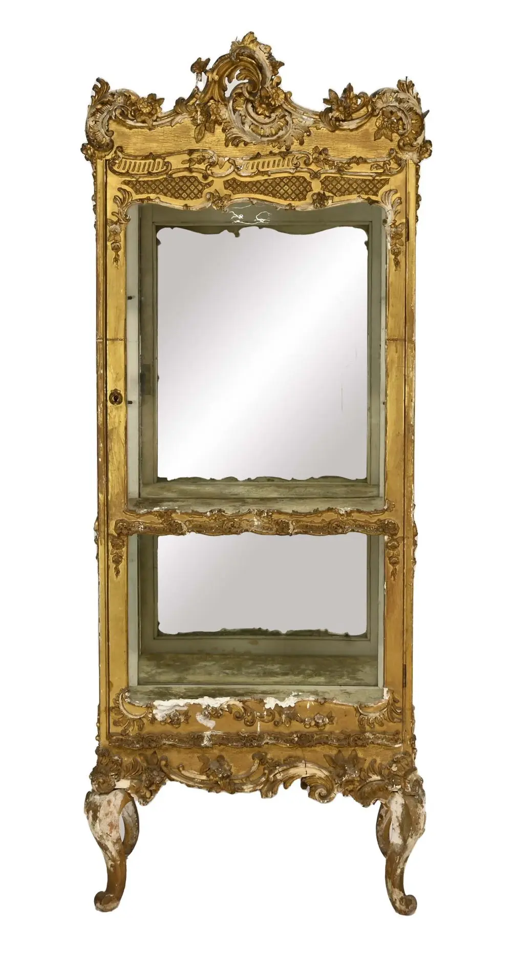 Antique French Louis XV Giltwood Vitrine