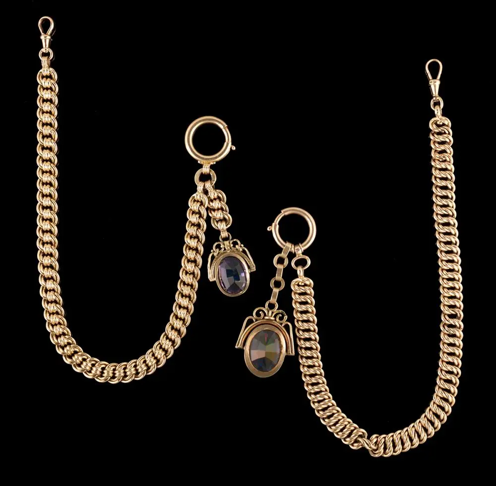 Two Austro-Hungarian 18K Rose Gold Gentleman's Watch Chains