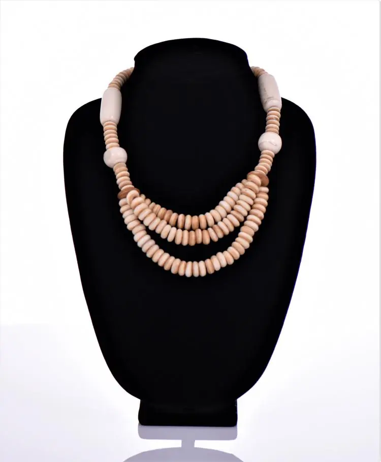 African Vintage Three Strand Tribal Mixed Bon