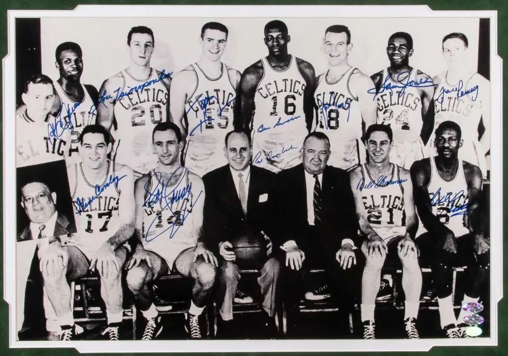1958-59 Boston Celtics team signed large format photograph.