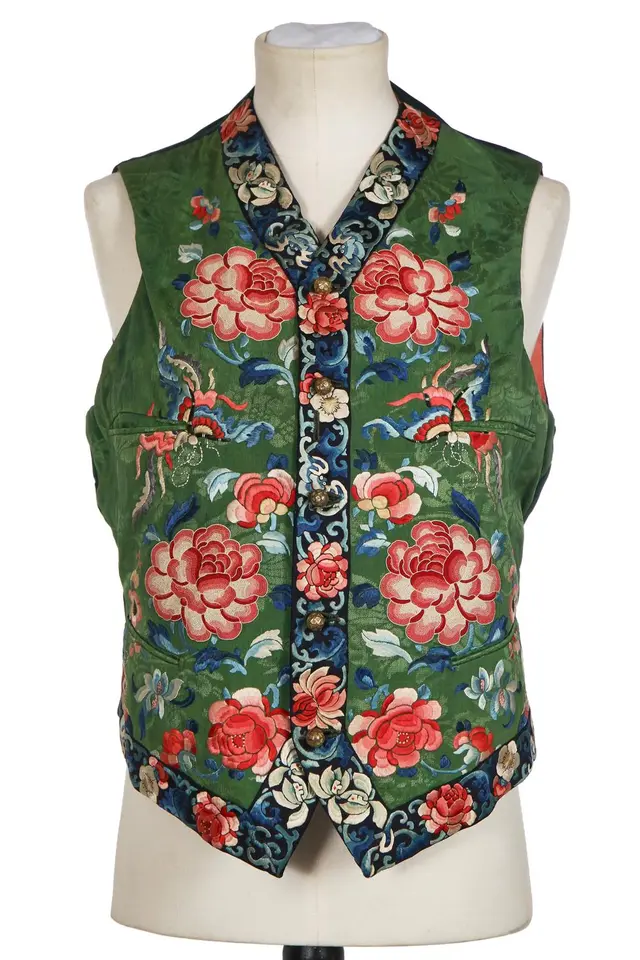 A Henry Poole & Co man's embroidered green waistcoat