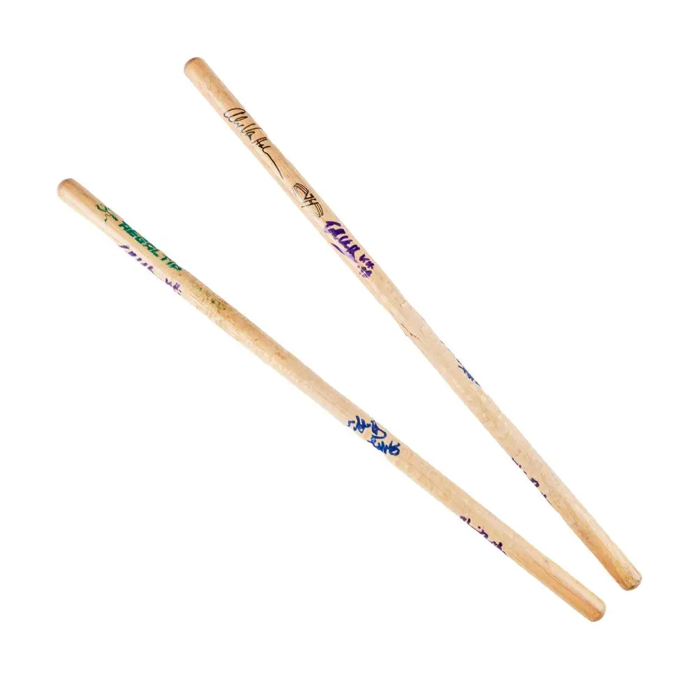 VAN HALEN | BAND-SIGNED DOUBLE BUTT-END DRUMSTICKS