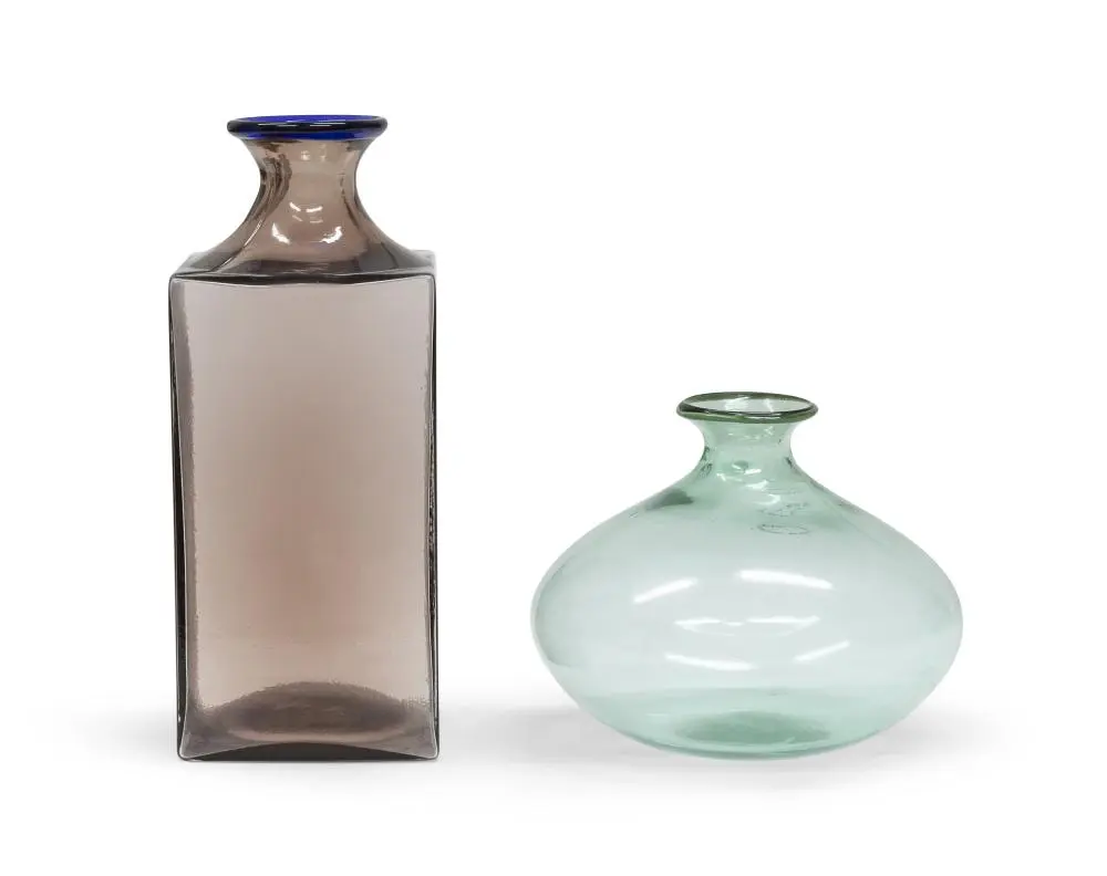 PAIR OF GLASS BOTTLES, VENINI MURANO, 1980s