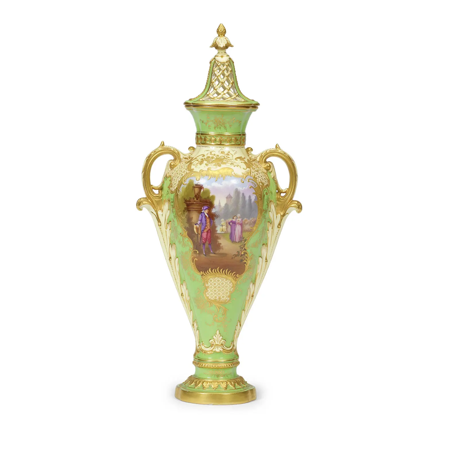 A rare Coalport vase and cover by Thomas Keeling, circa 1910