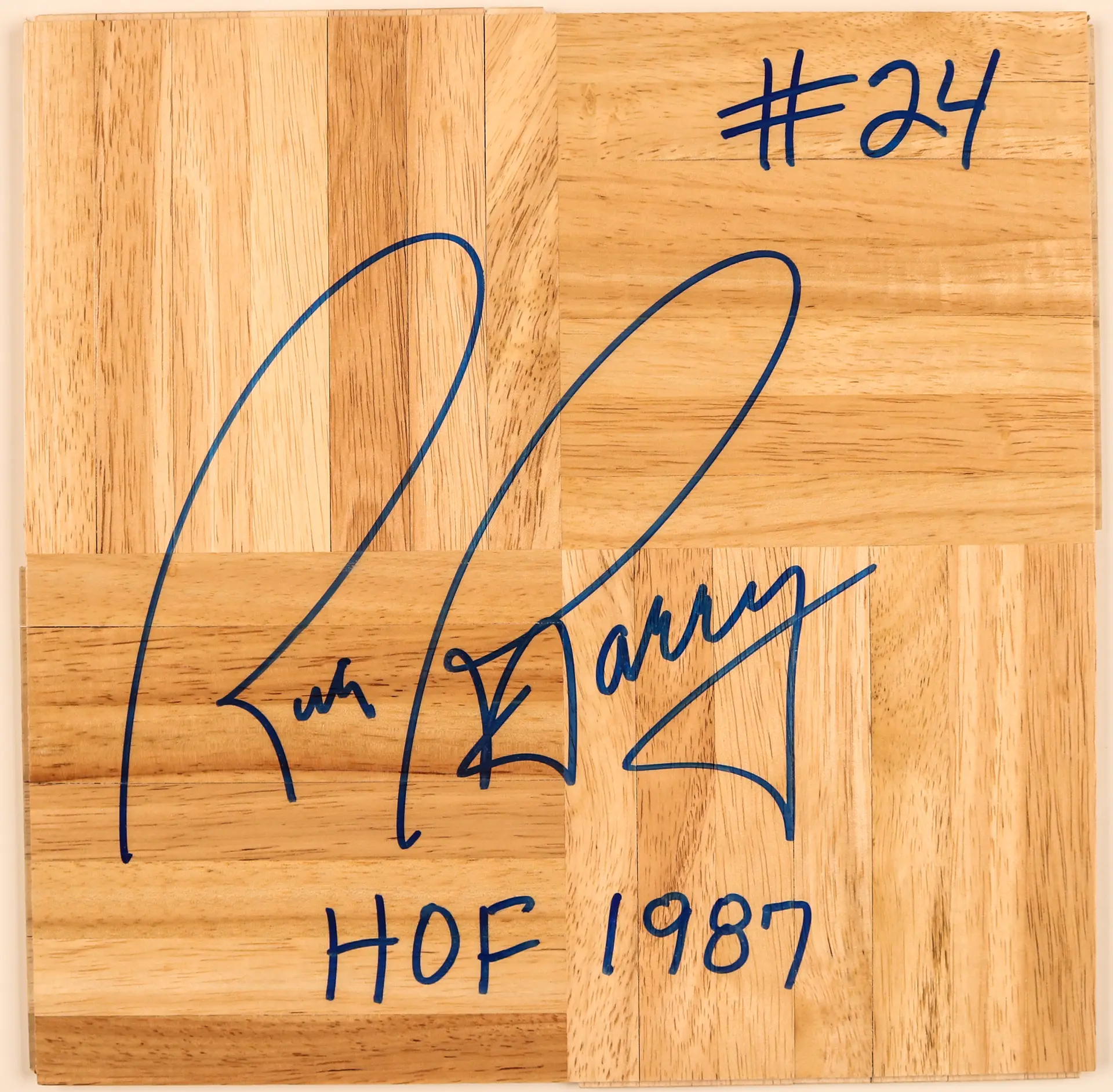 Rick Barry "HOF 1987" Signed Basketball Court Floorboard