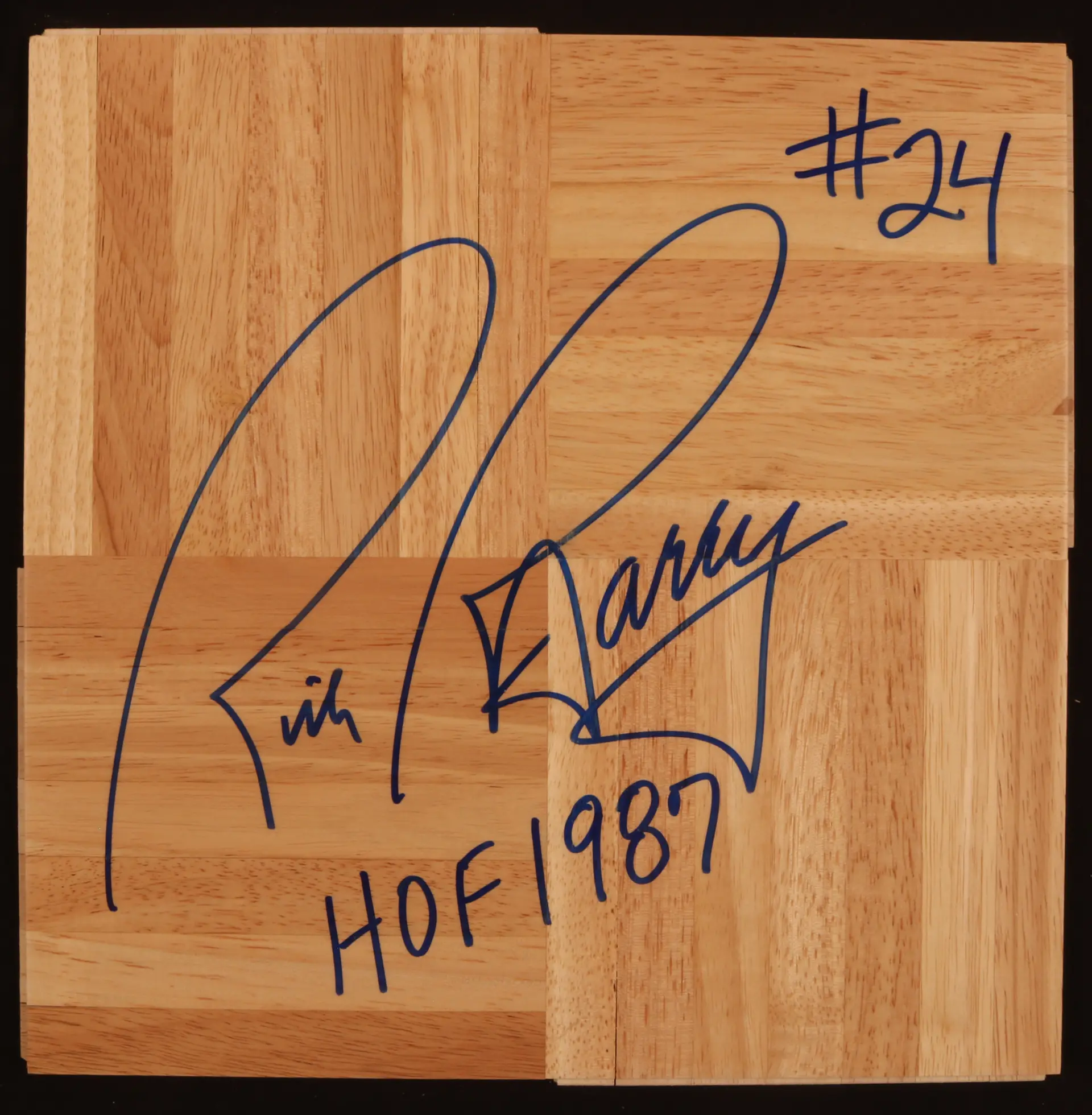 Rick Barry "HOF 1987" Signed Basketball Court Floorboard
