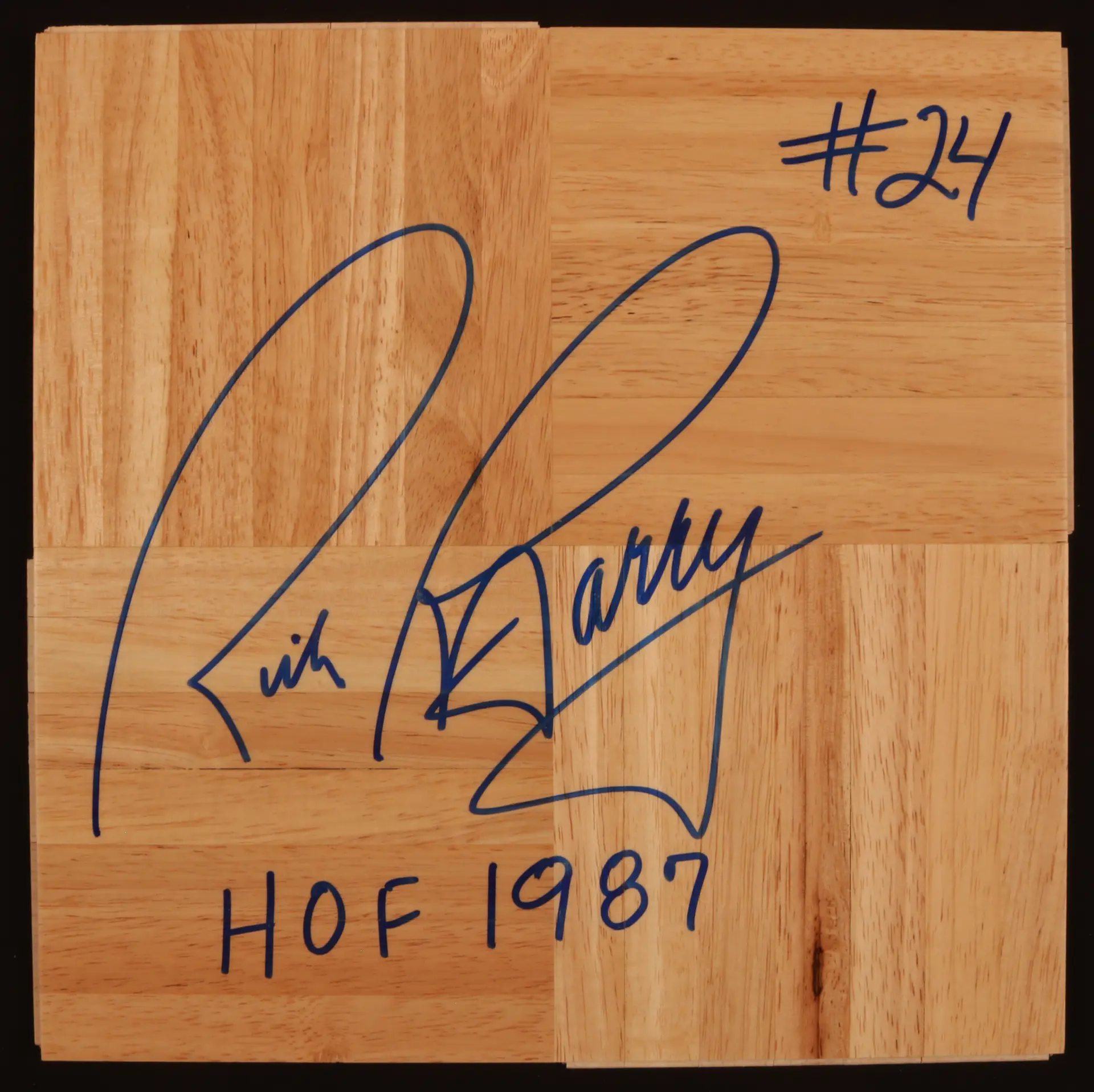 Rick Barry "HOF 1987" Signed Basketball Court Floorboard