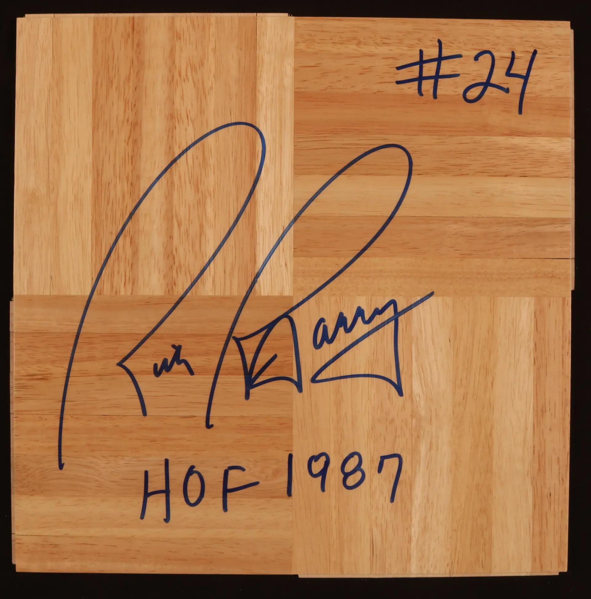 Rick Barry "HOF 1987" Signed Basketball Court Floorboard