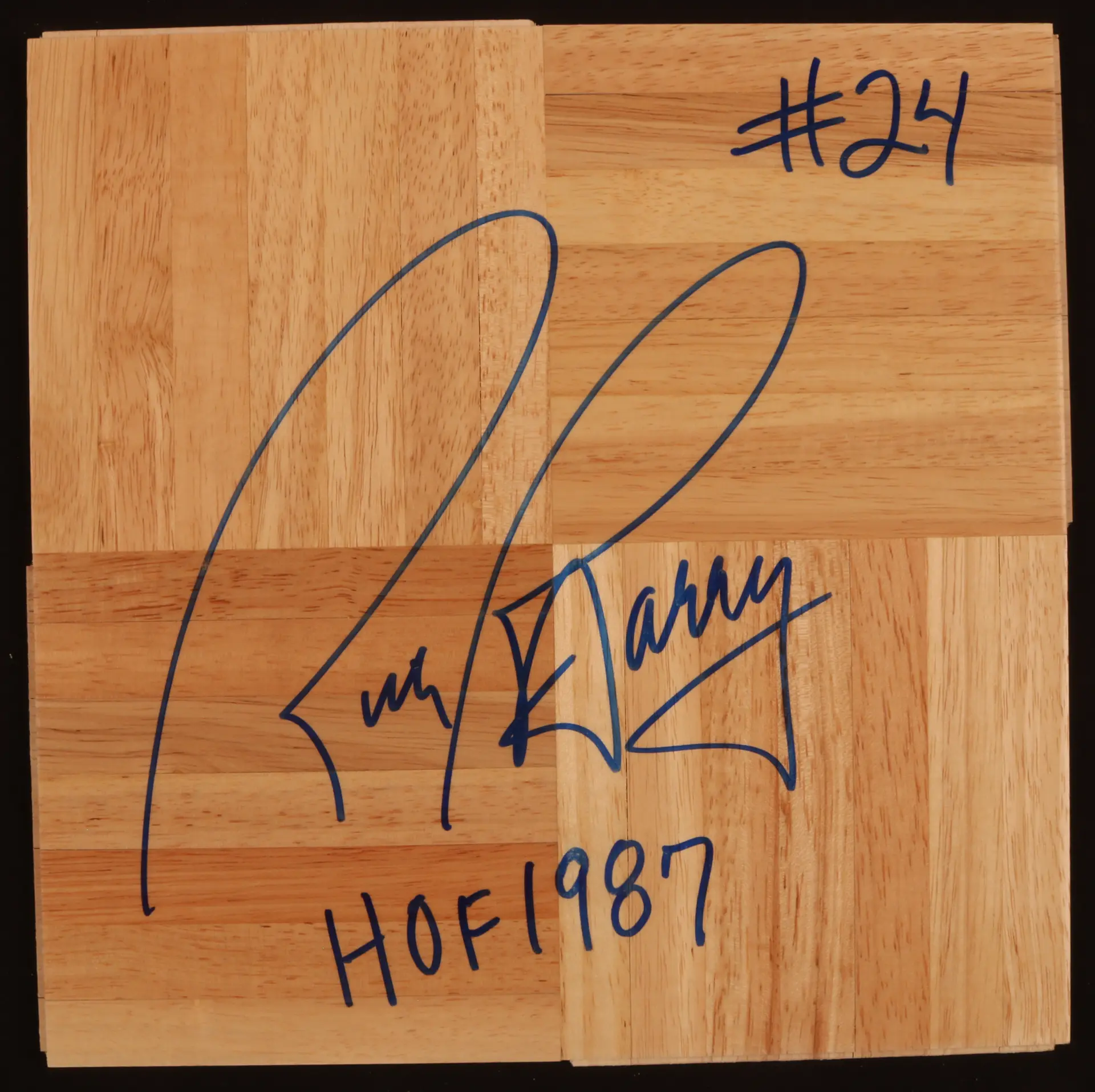 Rick Barry "HOF 1987" Signed Basketball Court Floorboard