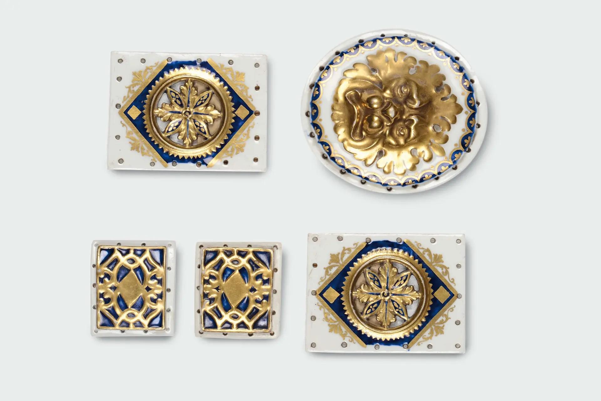 Cinque placchette per fibbie Nove, manifattura G.Baroni, 1802-1825