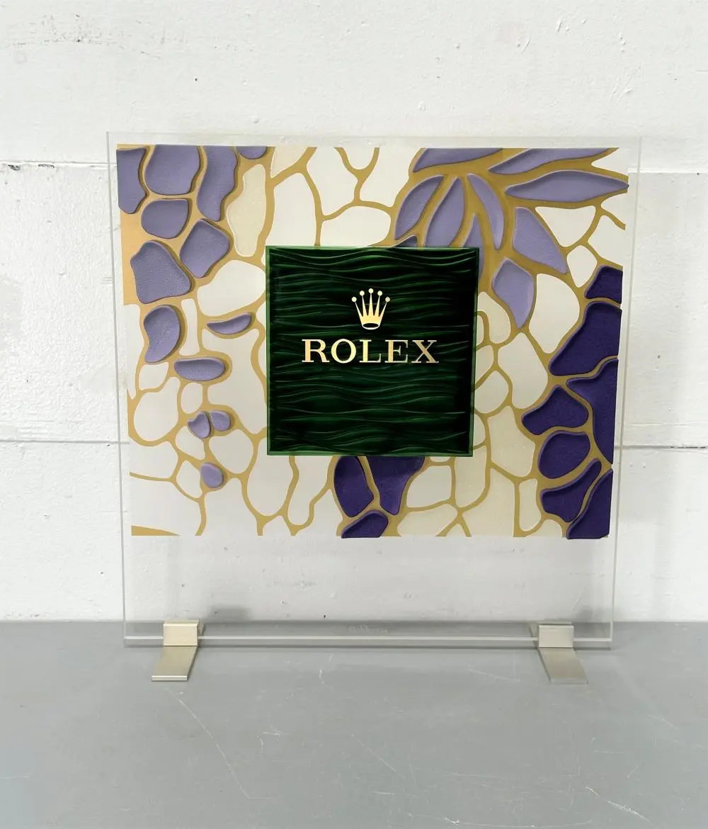 ew Old Stock Rolex Watch Window Display 20 1/4"H, 19 3/4"L, 6 3/4"W(base feet)