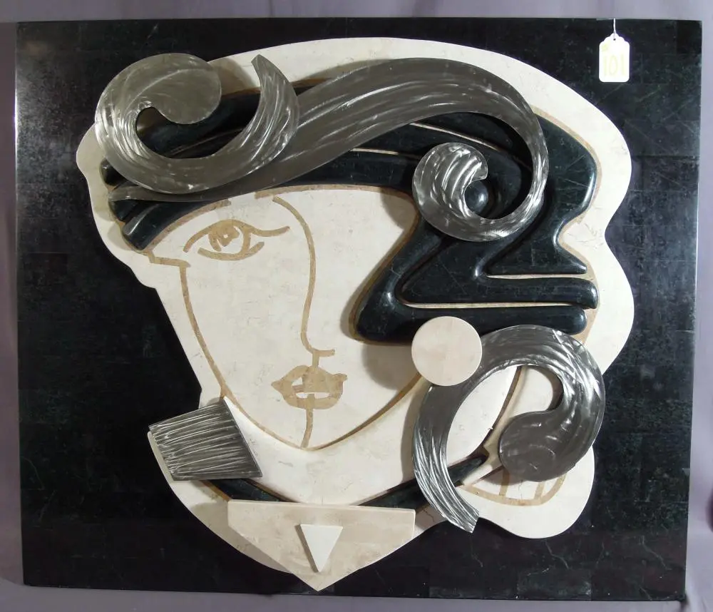 VERY UNUSUAL MIXED MEDIA MODERN WALL PLAQUE