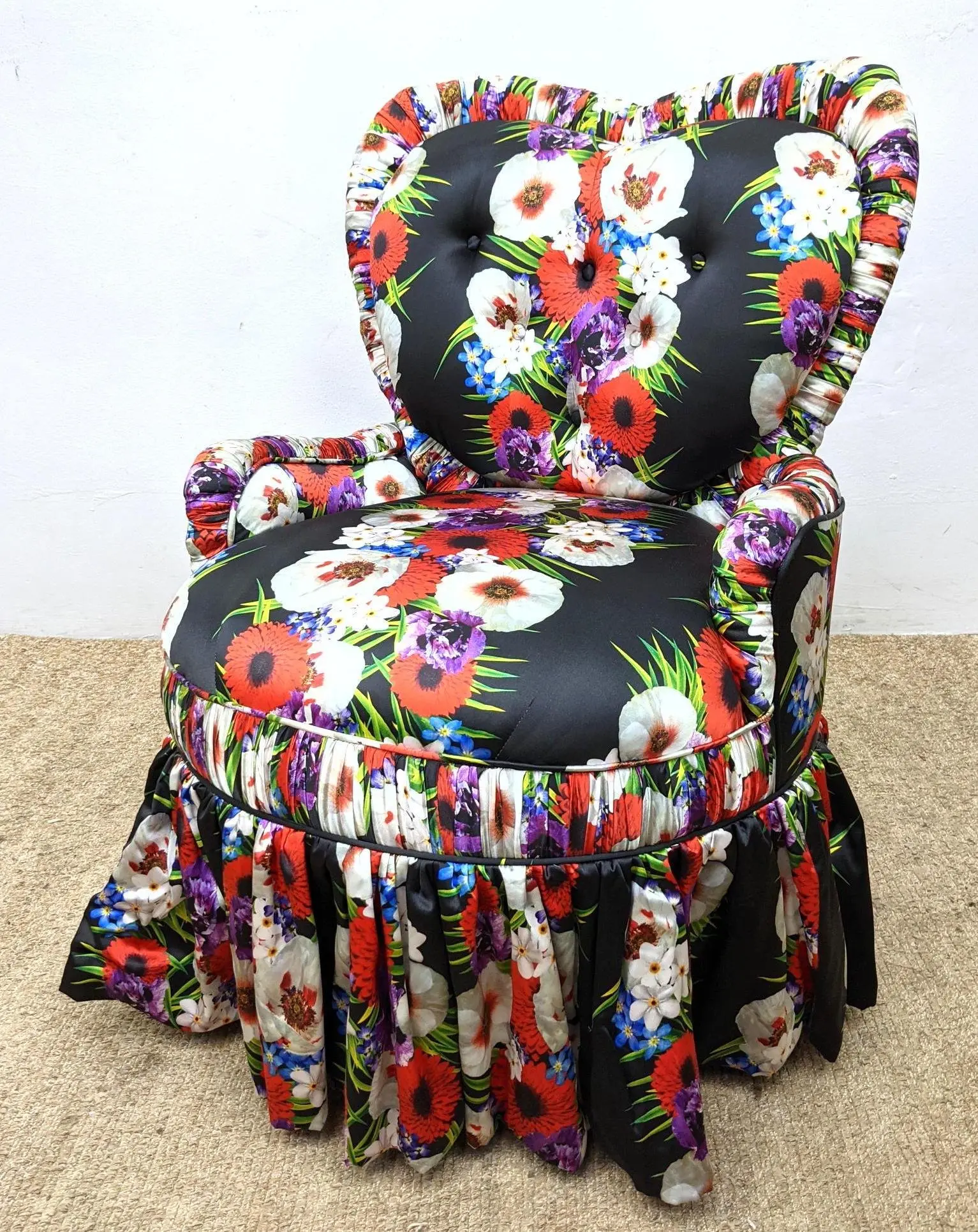 Dolce & Gabbana Silk Fabric Floral Heart Chair.